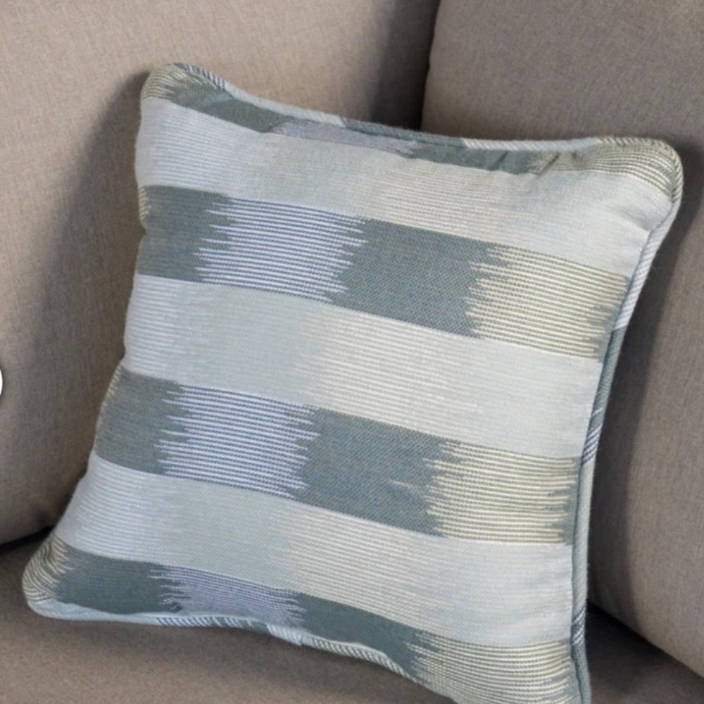 4 Sunbrella 20" X 20" Toss Pillows Coastal Calm Collection Blue Gray White NEW - Picture 2 of 13